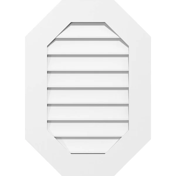 Ekena Millwork GVPOV14X3801SN 14x22W x 38x22H Vertical Elongated Octagon Surface Mount PVC Gable Vent: Non-Functional, w/ 3-1/2x