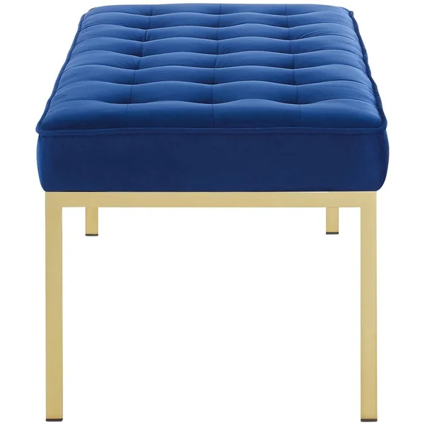 Modway Loft Gold Stainless Steel Leg Large Performance Velvet Bench - Gold Gray