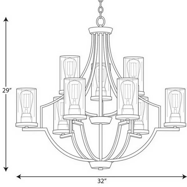 Progress Lighting Lassiter 9-Light Black Traditional Chandelier - P400198-031