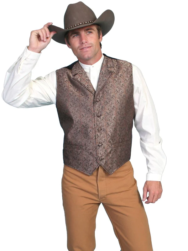 Scully Old West Vest Mens Classic Notched Lapels L Brown RW129