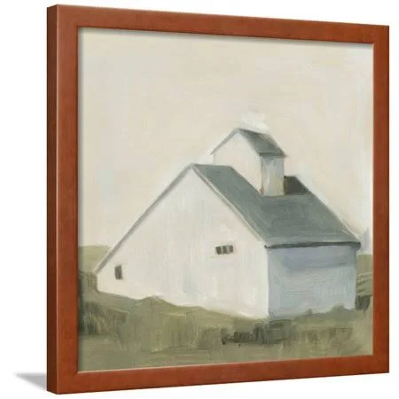 Serene Barn I Farmhouse Style Country Farm Architecture Painting Framed Print Wall Art by Emma Scarvey, Size: 24 x 24, Brown