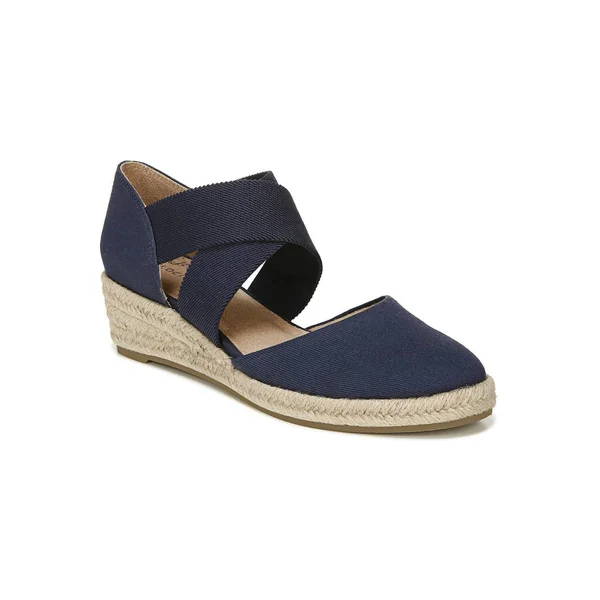 LifeStride Women's Keaton Espadrille Wedge, Navy Solid Canvas