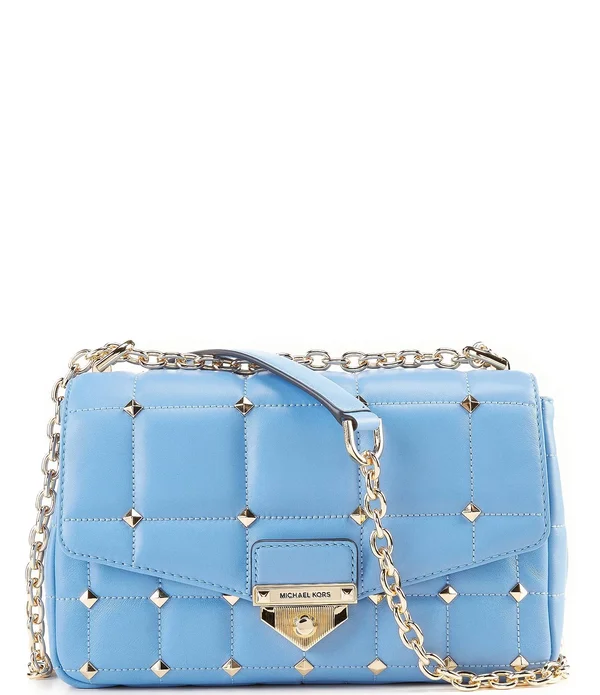 Michael Kors Soho Large Studded Quilted Leather Shoulder Bag - Blue