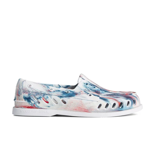 Sperry Original Float Marbled White/Red/Blue Men's Boat Shoes - Size: 13