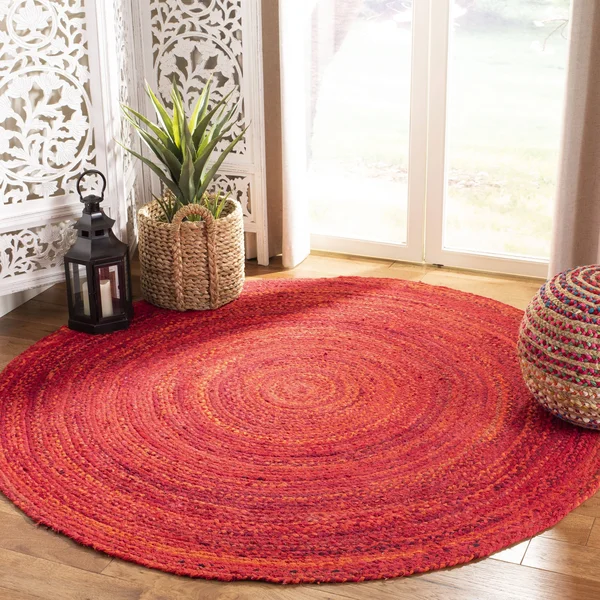 Safavieh 5& x 5& Round Braided BRD452Q Red Rug