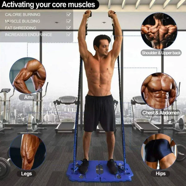 FITINDEX Portable Home Gym - Exercise Equipment with Resistance Bands Bar - Muscle Build Workout Equipment for Men/Women, Full-Bo
