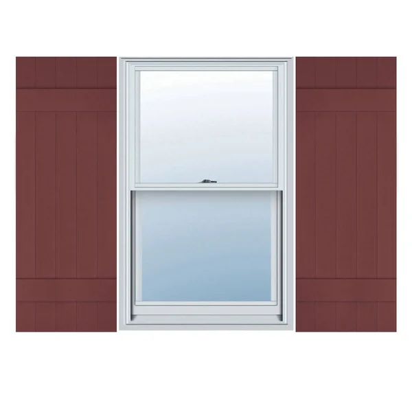 17 1/2 inchw x 30 inchh Lifetime Vinyl - Custom Five Board Joined (2 Batten), Board-n-Batten Shutters, w/Shutter-Loks (Per Pair)