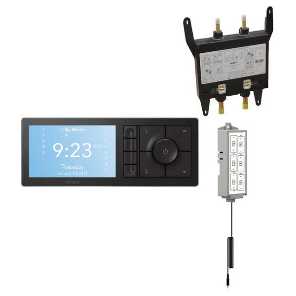 Moen TS3302BL-KIT-BATTERY U by Moen 2-Outlet Smart Shower System Controller w/ Rough-In Valve, Battery, Matte Black