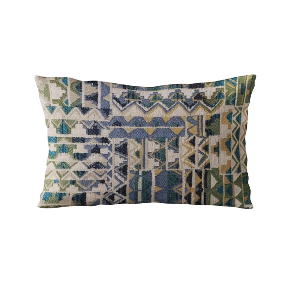 Plutus 16x22 x 16x22 Pyramids Border Luxury Throw Pillow in Blue