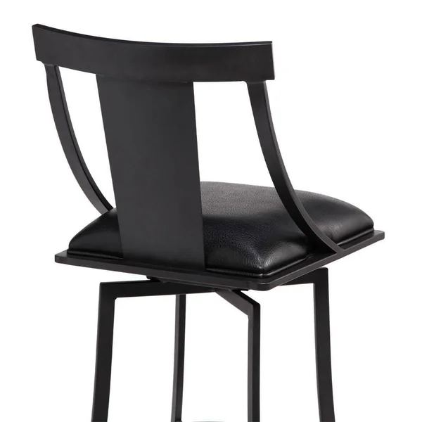 Benjara 26 Inches Leatherette Counter Stool with Fiddle BACK, Black