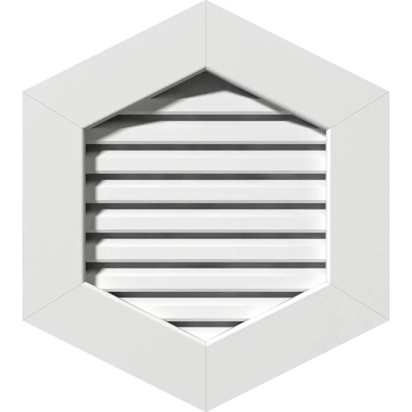 Ekena Millwork GVPVP20X2401FUN-07 20x22W x 24x22H Vertical Peaked Gable Vent (25x22W x 29 1/4x22H Frame Size) 7/12 Pitch: Functi
