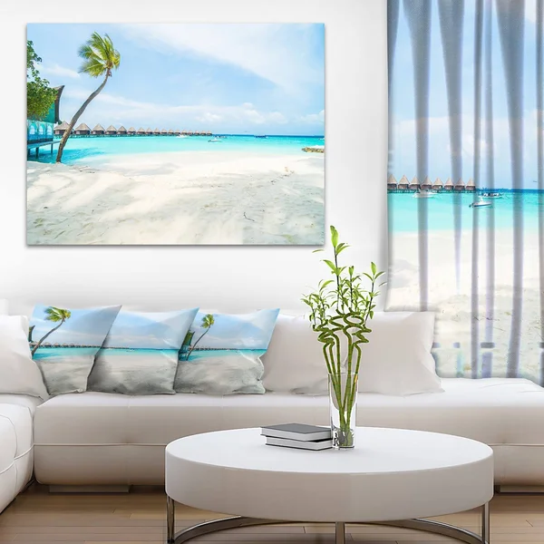 Design Art Tropical Maldives Island - Seashore Canvas Wall Artwork - 40 in. Wide x 30 in. High