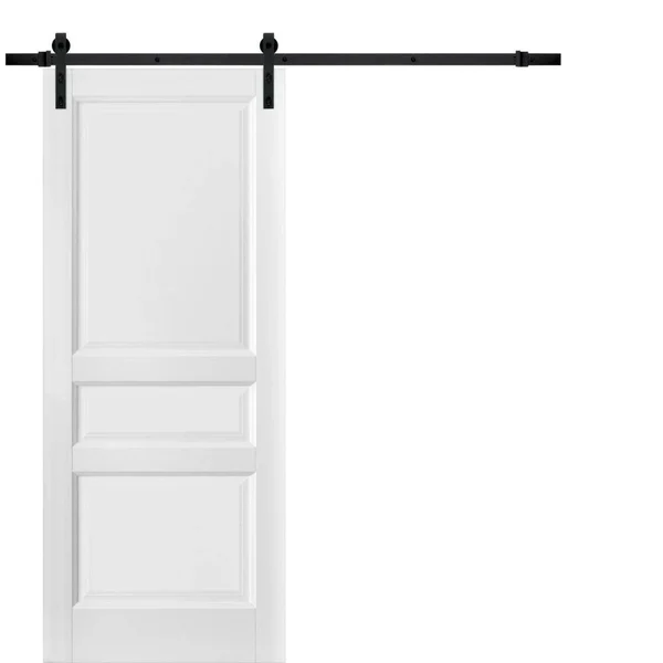 SARTODOORS Sliding Barn Door with Hardware - Lucia 31 White Silk, 6.6ft Rail Set, Panel Shaker Solid-36x22 x 84x22