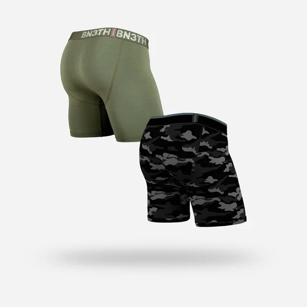 BN3TH Men's Classic Solid Boxer Brief 2 Pack - XL - Pine, Covert Camo