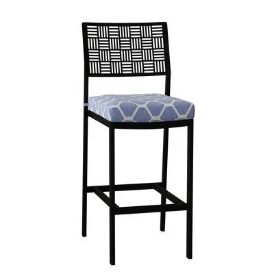 New Century 30.75x22 Patio Bar Stool with Cushion Woodard Cushion Color: No CUSHION - Frame Color: Textured Black