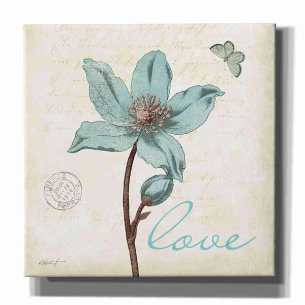Epic Graffiti 'Touch of Blue IV - Love' by Katie Pertiet - Canvas Wall Art, 37 inchx37 inch, Size: 37 x 37