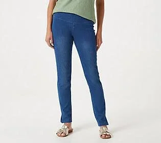 Women with Control Reg Prime Stretch Denim Pant w/ Back Pockets, Size Small, midwash