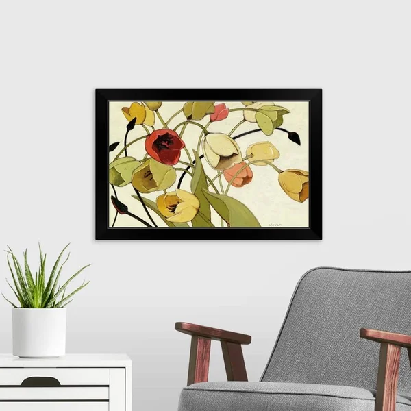 Tulip Toss, Black Framed Wall Art, 24x16, Great Big Canvas