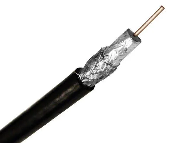 RG6 Coaxial Cable - 18 AWG BC, 100% Al Foil + 60% Al Braid, CMR Black