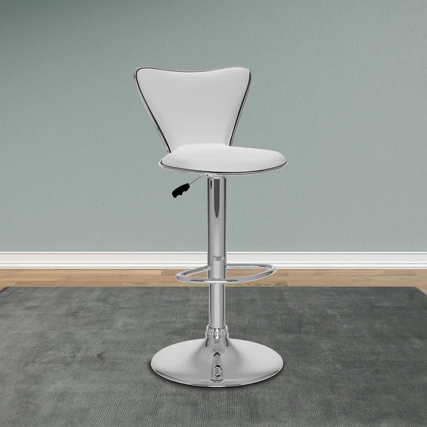 CorLiving Tall Curved Back Adjustable Bar Stool - Set of 2 White