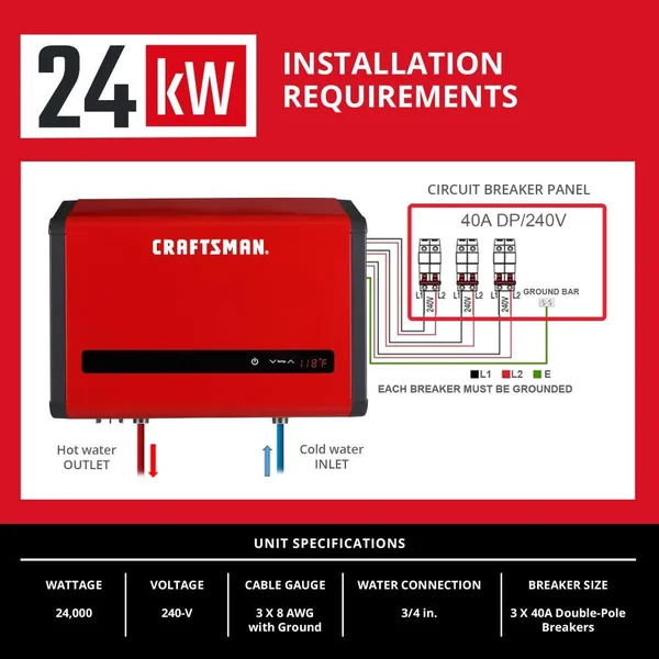 Craftsman 24kW Tankless Water Heater