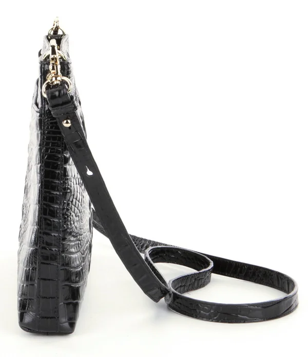 Brahmin Melbourne Collection Remy Crocodile-Embossed Leather Zip Top Crossbody Bag - Toasted