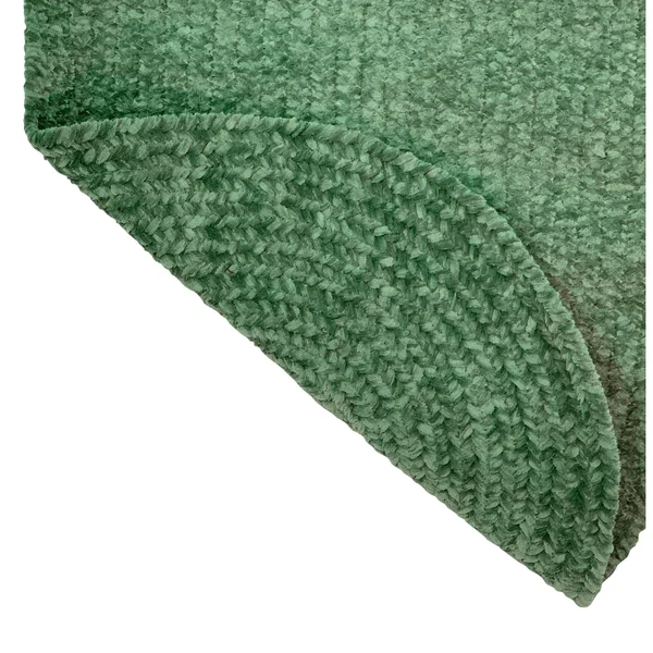 Better Trends Chenille Braid Collection Durable Stain Resistant Reversible Diluth Green 42 in. x 66 in. Oval Solid Polyester Are