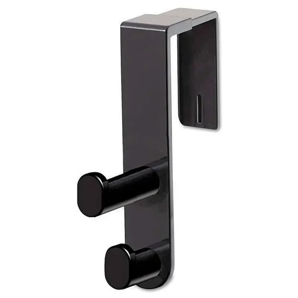 Safco Plastic Coat Hook - 2-Hook, 1 3/4 x 6 1/2 x 7 3/4, Black 073555422528