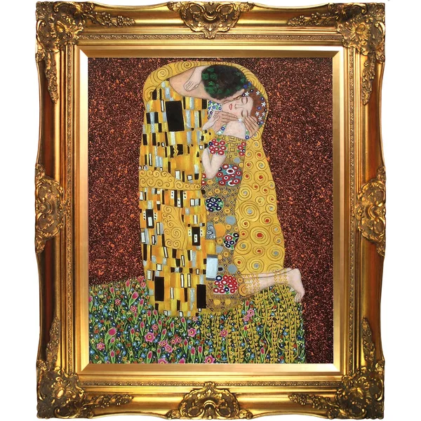 Gustav Klimt &The Kiss (Full View)& Hand Painted Oil Reproduction, Gold, La Pastiche