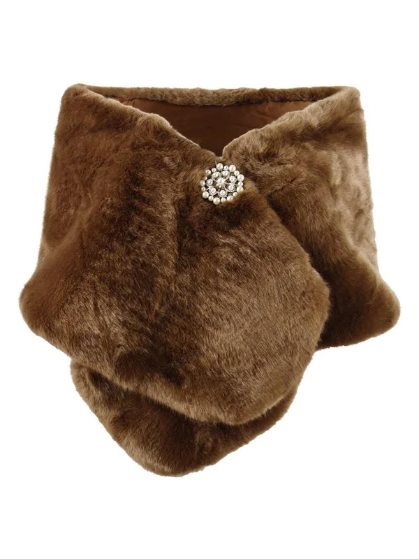 Adrianna Papell Faux-Fur Embellished Shawl - Mink