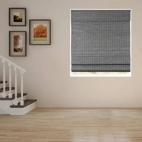 Arlo Blinds Semi-Privacy Grey-Brown Bamboo Roman Shades with 60 inch Height - 35x22W x 60x22H