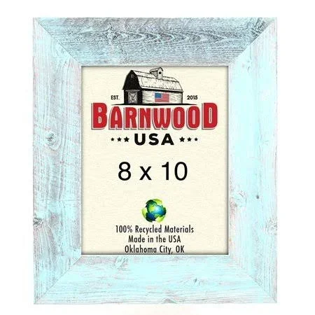 BarnwoodUSA, Farmhouse Picture Frame with 3 inch Wide Frame, 100% Reclaimed Wood (8x10, Robins Egg Blue), Size: 8 x 10