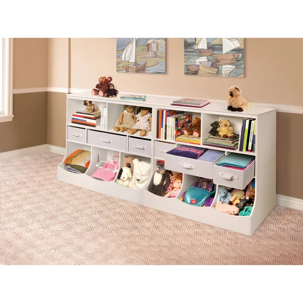Taylor & Olive Lupine Combo Bin Storage Unit with Three Baskets Espresso/Ecru Baskets Espresso Finish