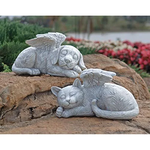 Design Toscano QL6080 Cat Angel Pet Memorial Grave Marker Tribute Statue, One size, Full Color