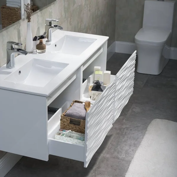 Contemporary White Floating Vanity Set (30 inch), Blossom