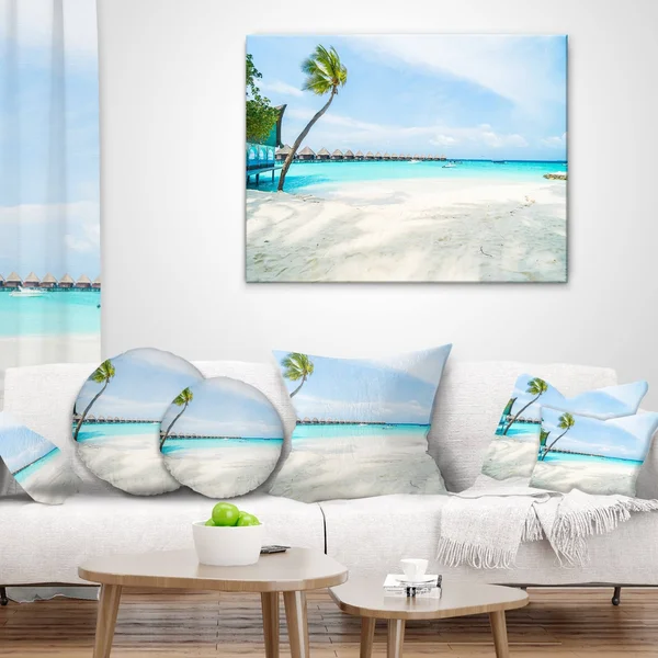 Design Art Tropical Maldives Island - Seashore Canvas Wall Artwork - 40 in. Wide x 30 in. High