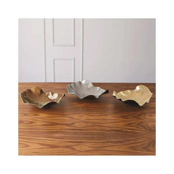 Global Views Wave Platter Crackle, Gold