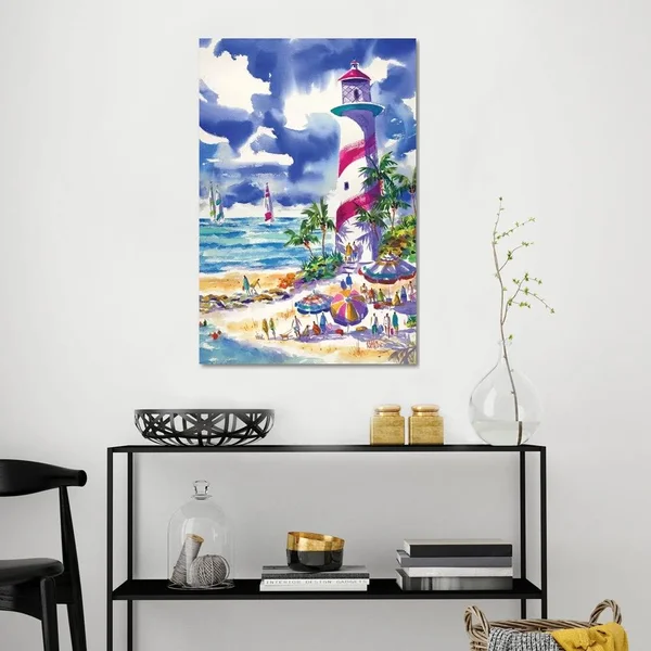 iCanvas Sea The Way Art by Ellen Negley Canvas Art Wall Decor ( scenic & landscapes > Nautical Art > Lighthouses art
