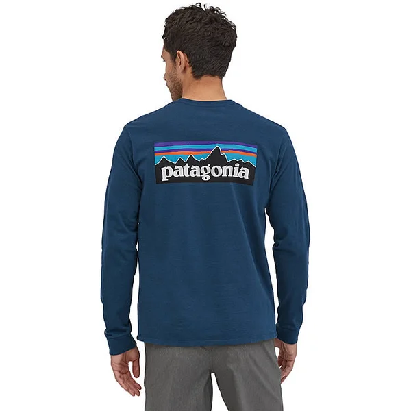 Patagonia Men's Long-Sleeved P-6 Logo Responsibili-Tee Crater Blue - M