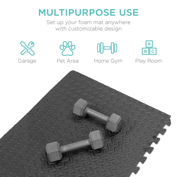 Best Choice Products 96 Sq. ft. Puzzle Exercise Mat, 24-Piece 2x2ft Eva Foam Interlocking Tiles, 3/8in Thick - Gray