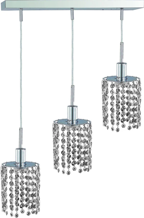 Elegant Lighting 1283D-O-R-CL/SA Mini 3 Light Chrome Pendant