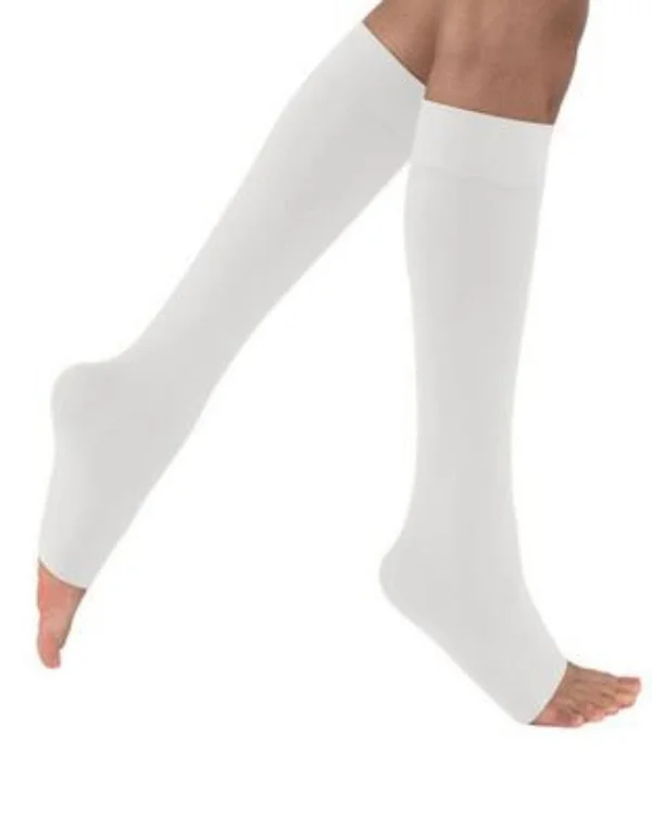 Juzo Soft 20-30 mmHg Open Toe Knee High, V, Short, White