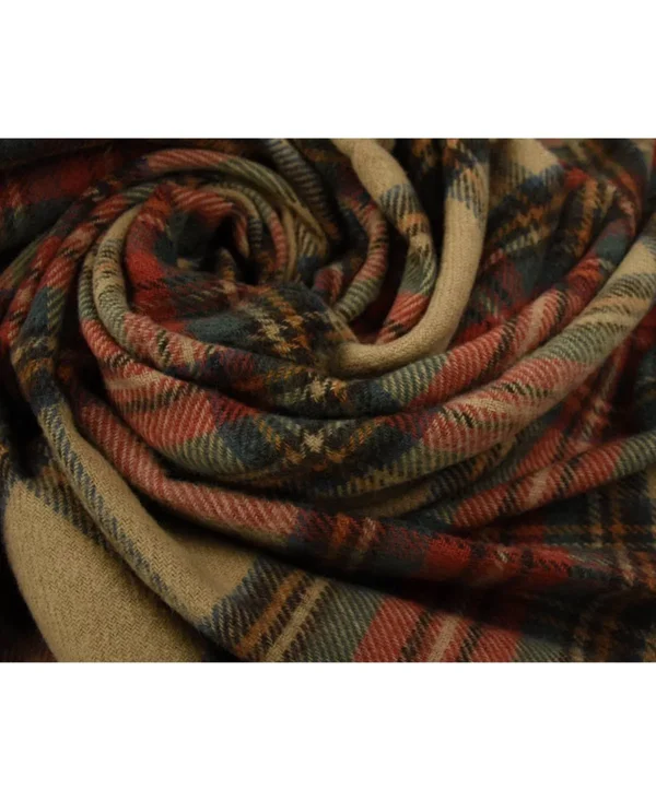 Prince of Scots Highland Tartan Tweed Pure New Wool Throw - Green