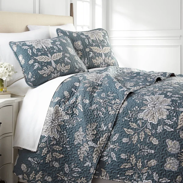 Vintage Garden Quilt and Sham Set - Blue - Twin - Twin XL