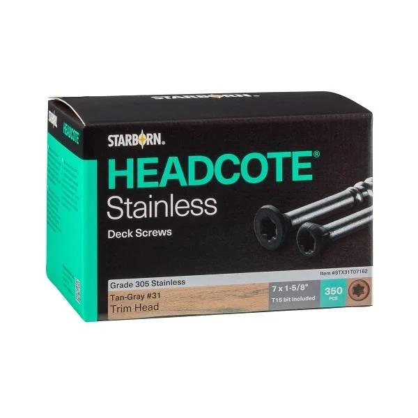 Headcote Trim Screw #7 x 1-5/8x22 305 Stainless Steel - #7 x 1-5/8x22 Trim Head #82 Mahogany 350pc 305SS