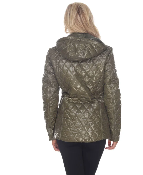White Mark 889-02-M Women Puffer Coat - Navy Blue Medium