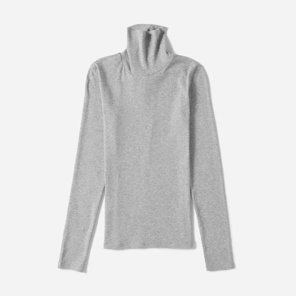 Women's Pima Micro-Rib Turtleneck Sweater by Everlane in Heather Grey, Size Xxs