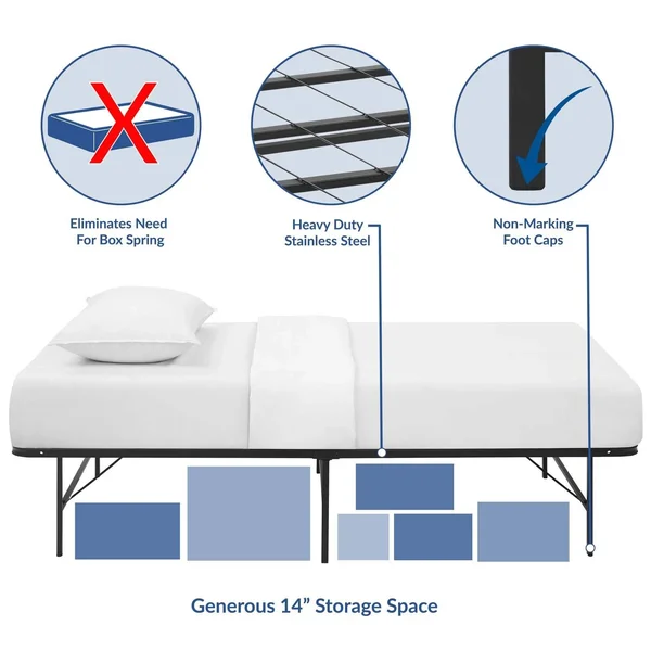 Modway Horizon Stainless Steel Bed Frame, Silver, Twin