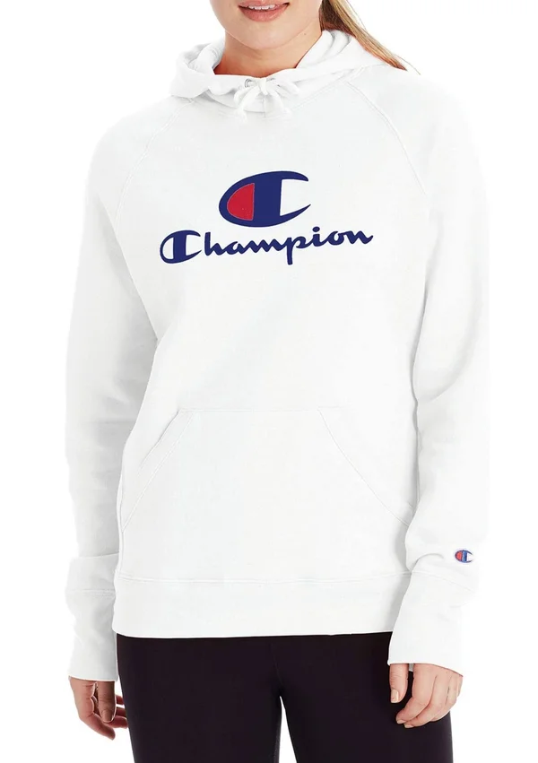 Champion White Powerblend Graphic Hoodie