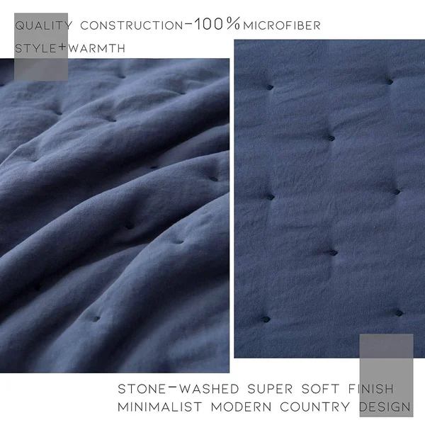 Kasentex Nostalgic Dot Stitch Stone Washed Designer Quilt Set with Pillow Shams Twin, Red